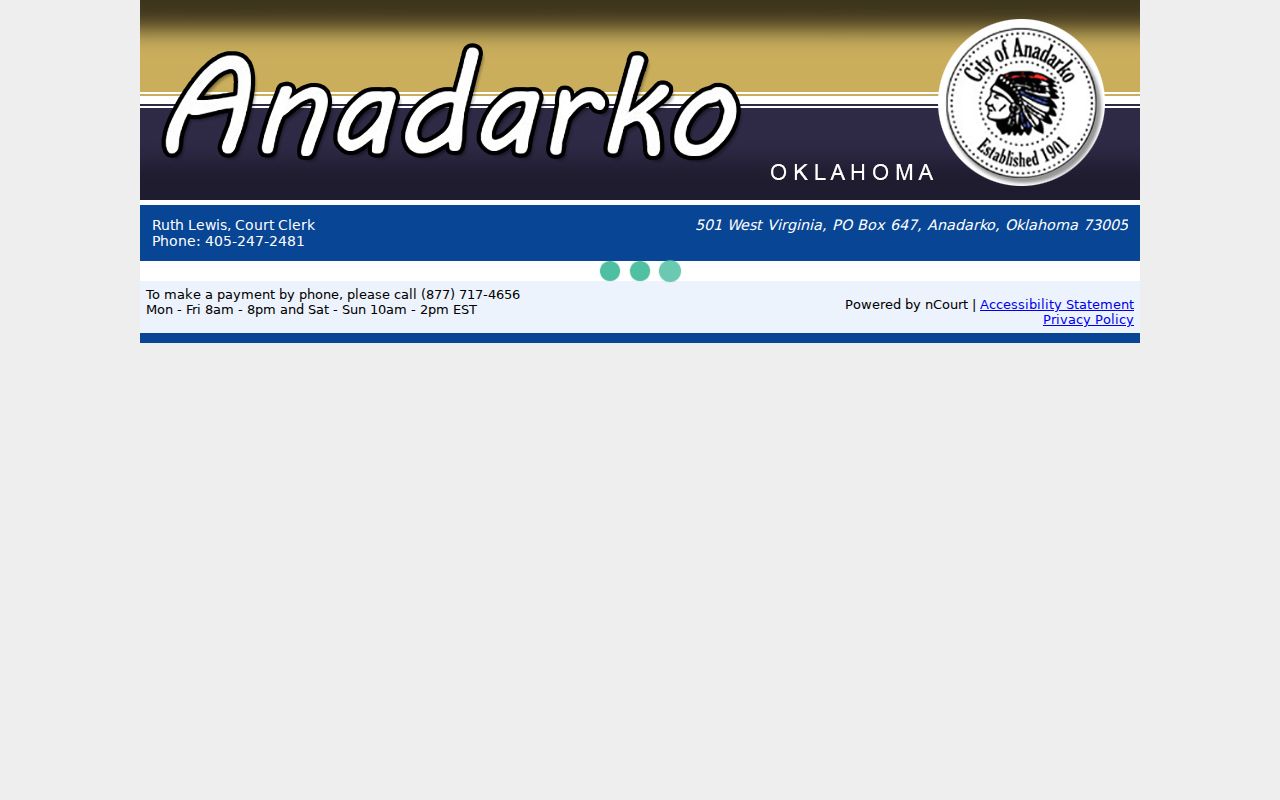 Caddo County warrant records Anadarko municipal court payment source
