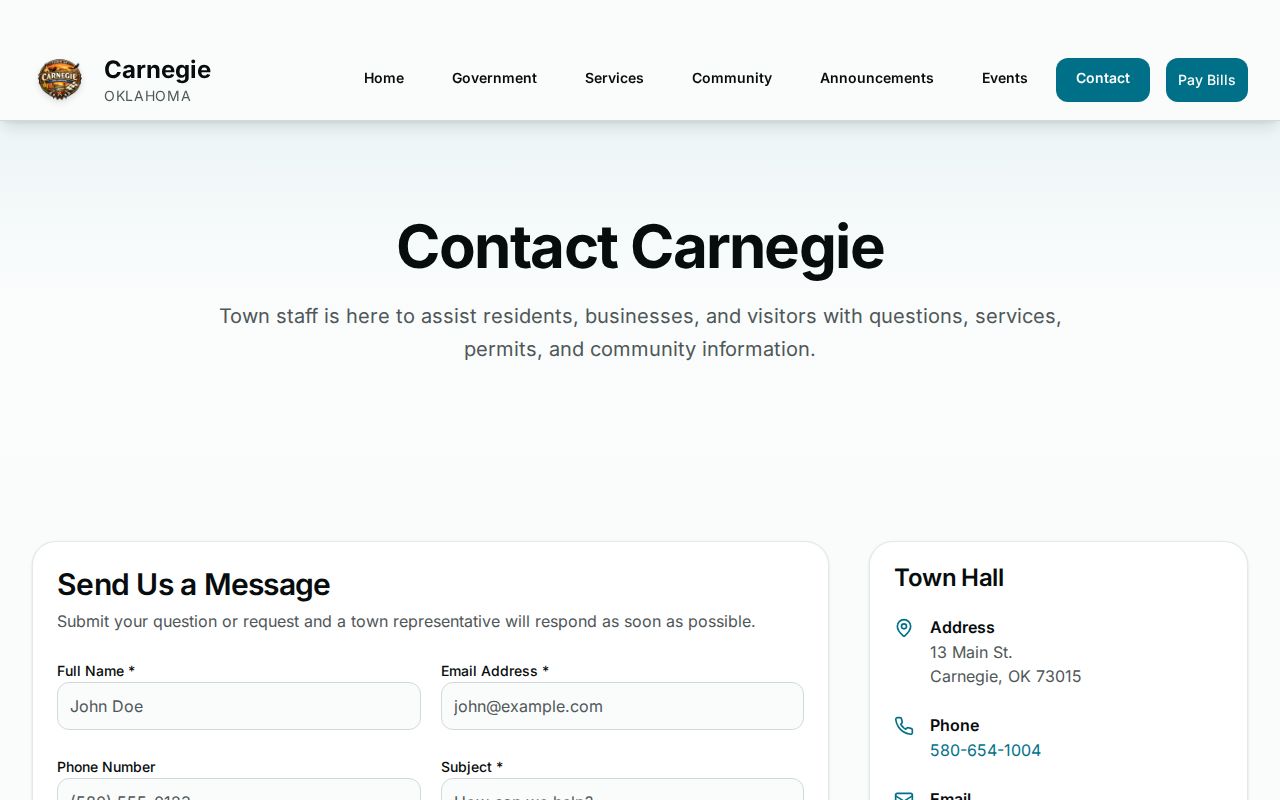 Carnegie warrant records town contact source