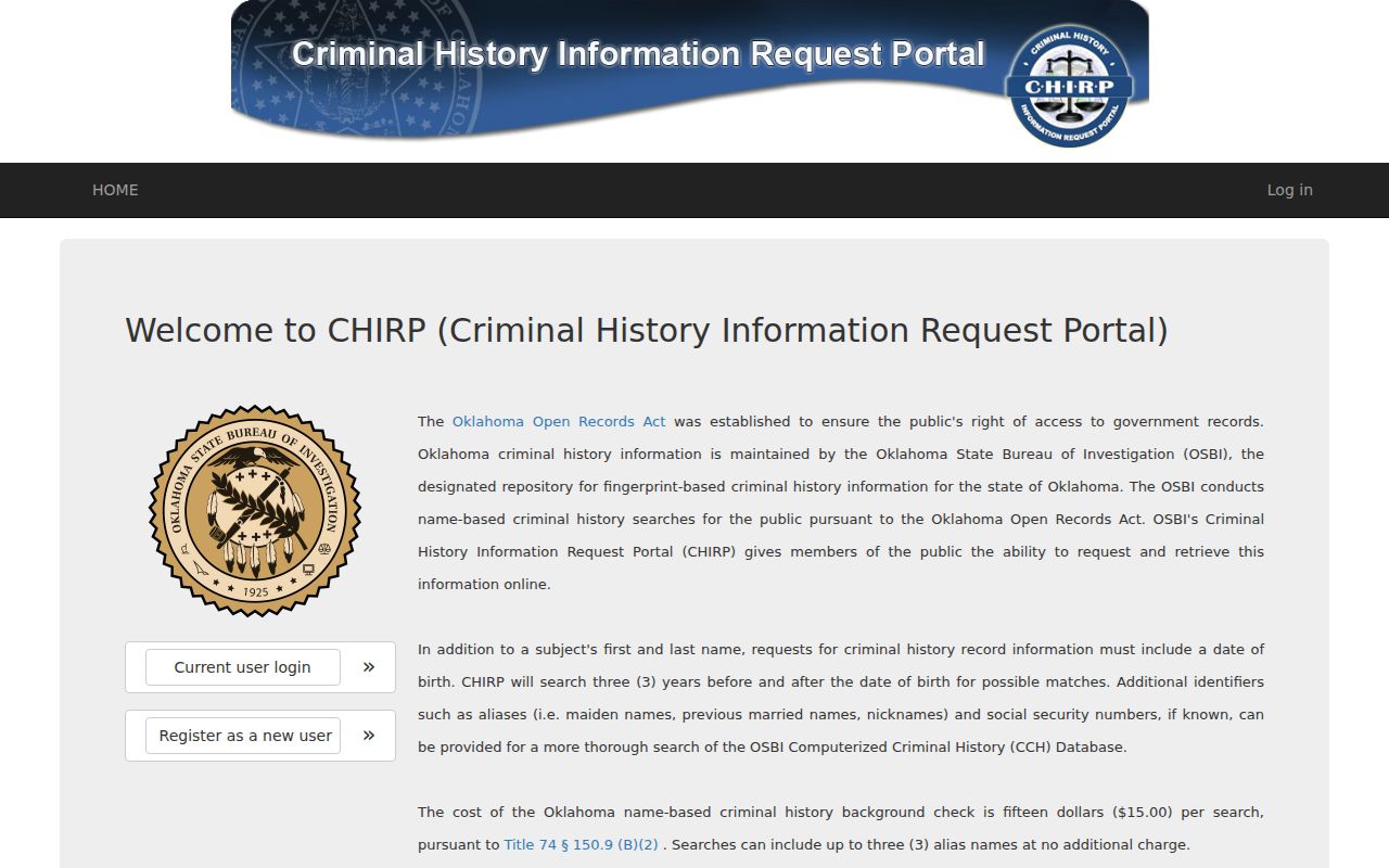 Caddo County warrant check OSBI criminal history boundary