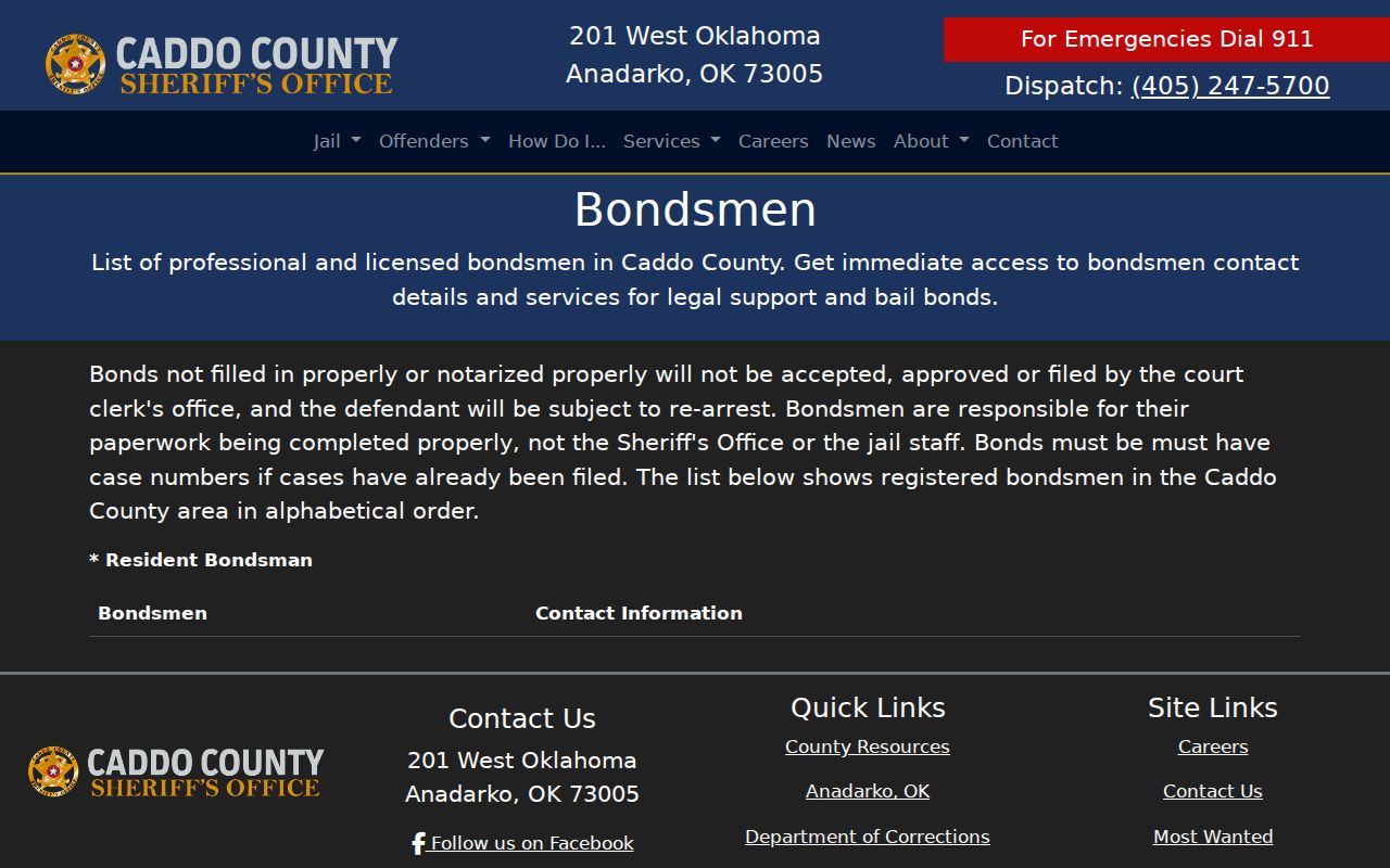 Caddo County bench warrant lookup bond paperwork source